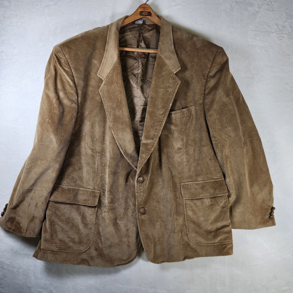 Vtg David Taylor Corduroy Blazer 52R Brown Wide Wale Sport Coat Retro 70s‎